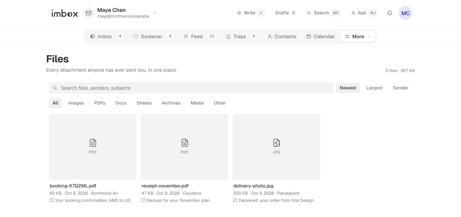 Files: every attachment in one place